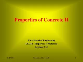 Properties of Concrete II
