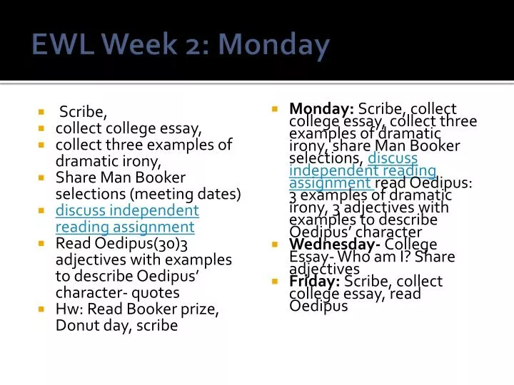 ewl week 2 monday