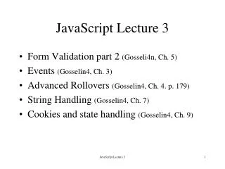 JavaScript Lecture 3