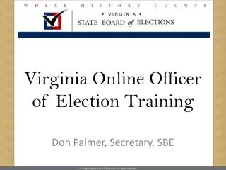 Virginia Online Officer of Election Training