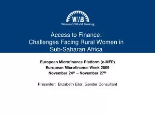 Access to Finance: Challenges Facing Rural Women in Sub-Saharan Africa