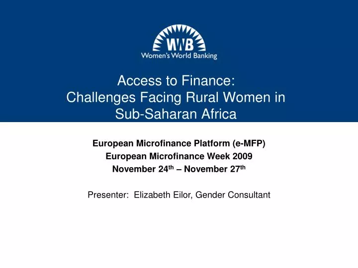 access to finance challenges facing rural women in sub saharan africa