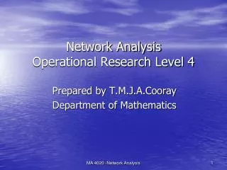Network Analysis Operational Research Level 4