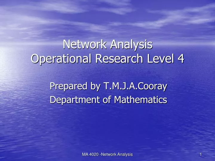 network analysis operational research level 4