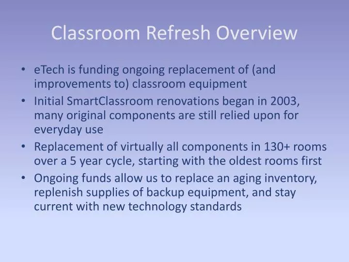 classroom refresh overview