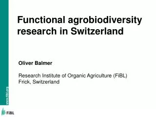 Functional agrobiodiversity research in Switzerland