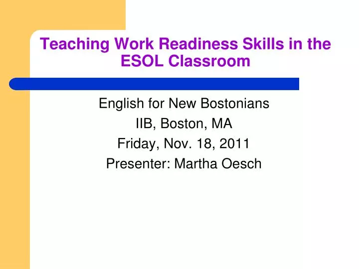teaching work readiness skills in the esol classroom