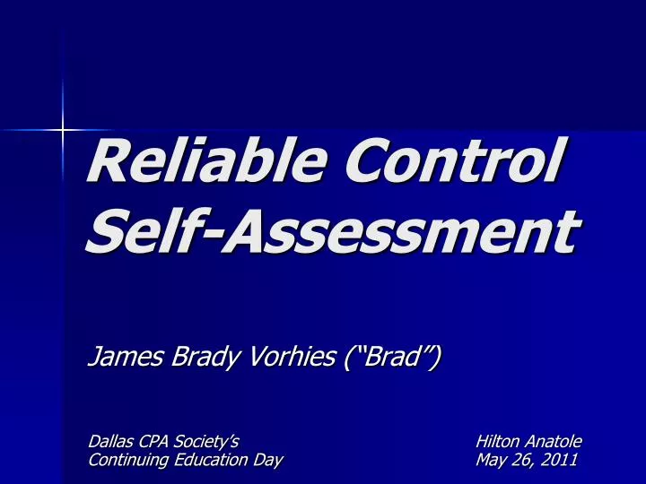 reliable control self assessment
