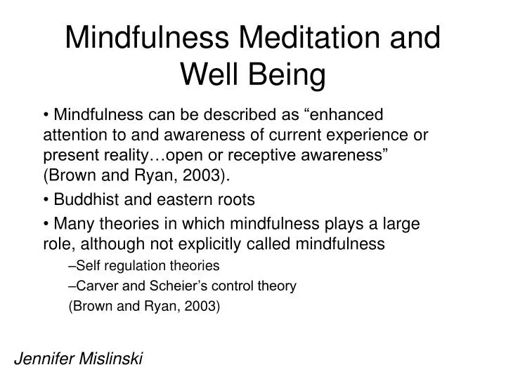 mindfulness meditation and well being