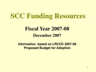 SCC Funding Resources