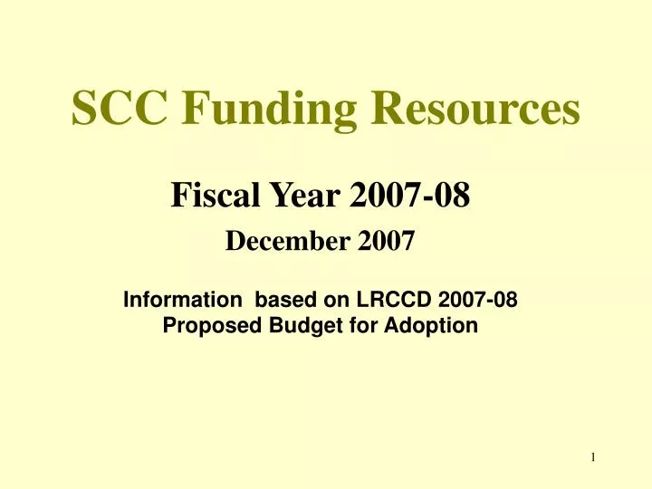 scc funding resources