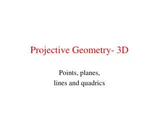 Projective Geometry- 3D