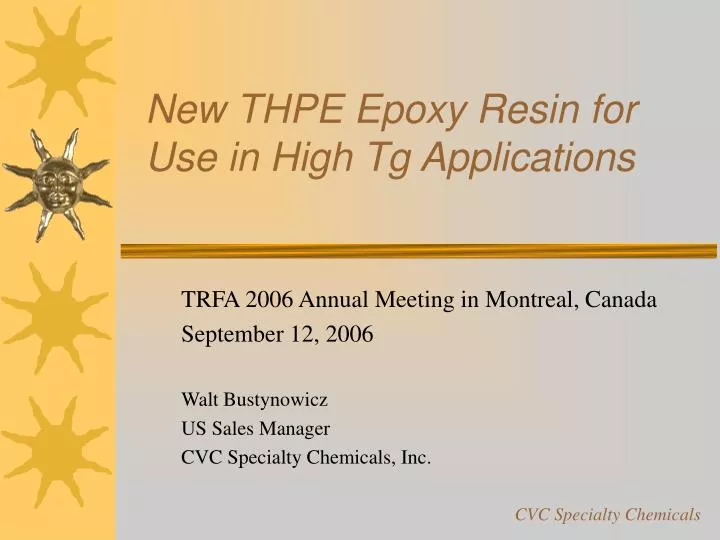 new thpe epoxy resin for use in high tg applications