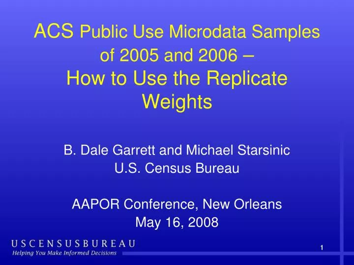 acs public use microdata samples of 2005 and 2006 how to use the replicate weights