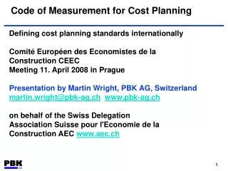 Code of Measurement for Cost Planning
