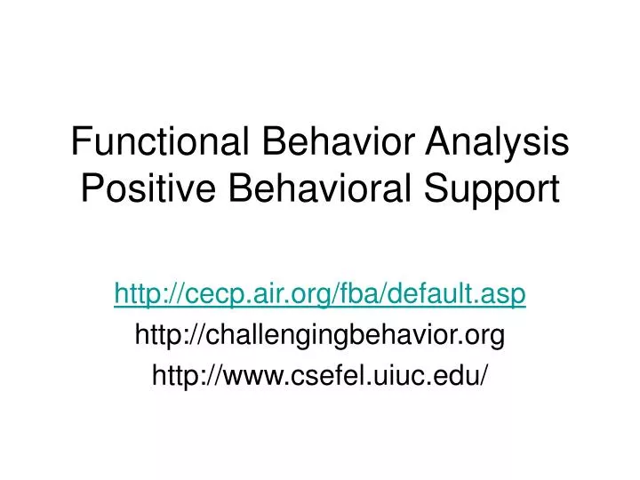 functional behavior analysis positive behavioral support