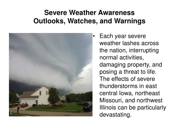 severe weather awareness outlooks watches and warnings