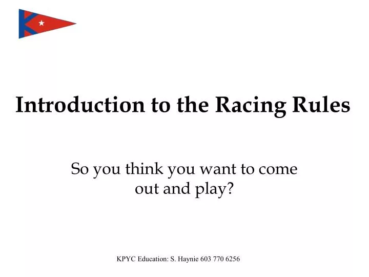 introduction to the racing rules