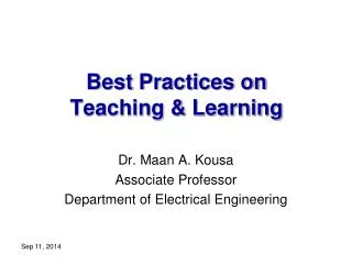 Best Practices on Teaching &amp; Learning