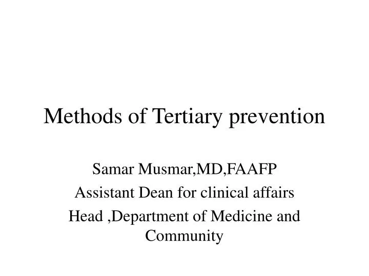 methods of tertiary prevention