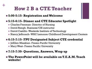how 2 b a cte teacher
