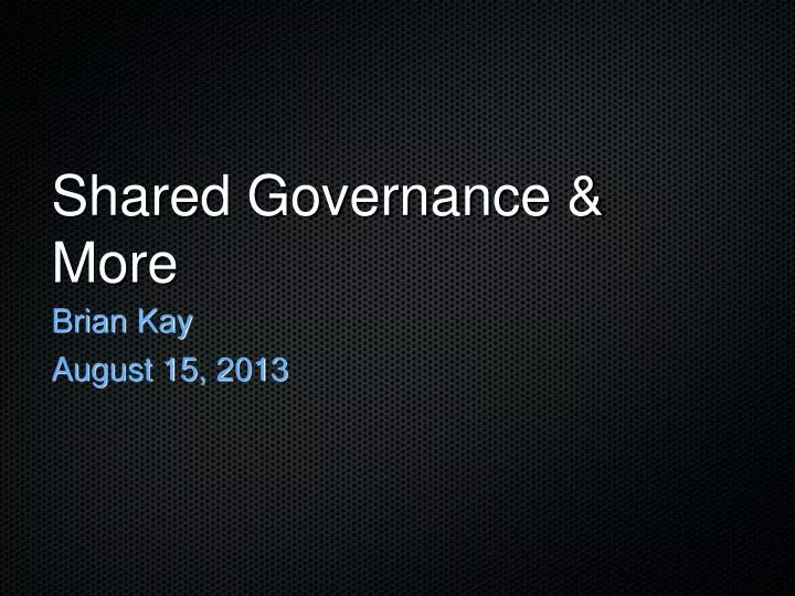 shared governance more