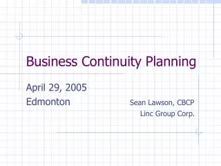 Business Continuity Planning