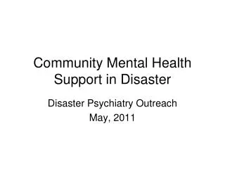 community mental health support in disaster
