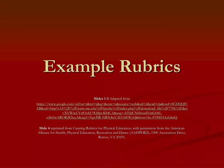 example rubrics