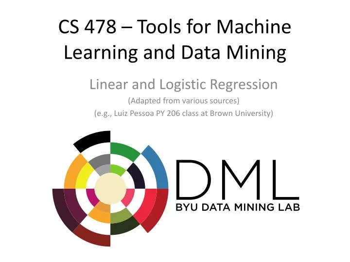 cs 478 tools for machine learning and data mining
