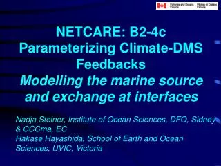 NETCARE: B2-4c Parameterizing Climate-DMS Feedbacks