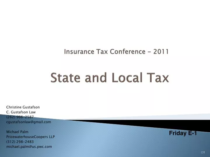 insurance tax conference 2011 state and local tax