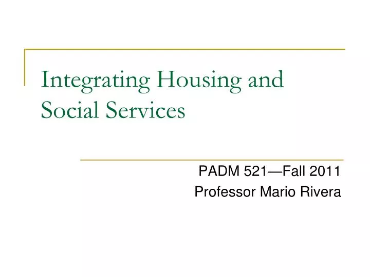 integrating housing and social services