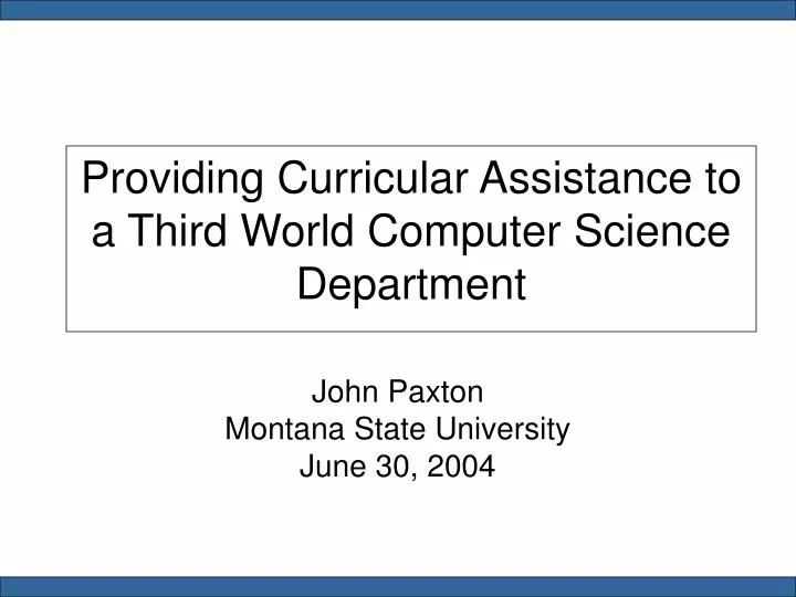 providing curricular assistance to a third world computer science department