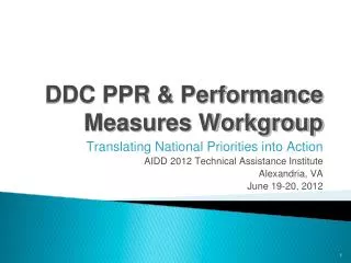 DDC PPR &amp; Performance Measures Workgroup