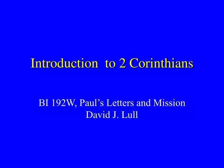 introduction to 2 corinthians