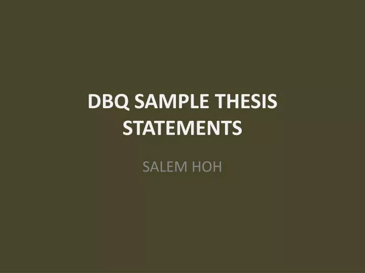 dbq sample thesis statements