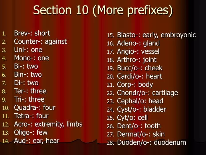 section 10 more prefixes