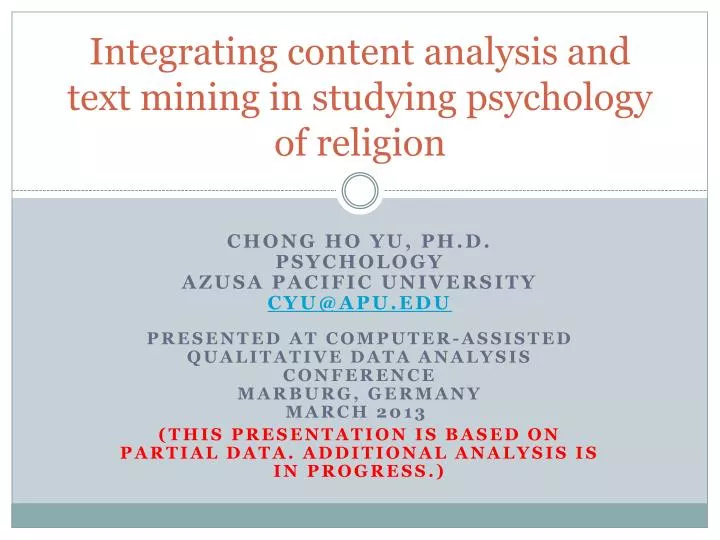 integrating content analysis and text mining in studying psychology of religion