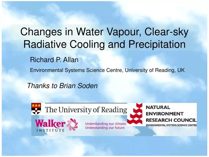 changes in water vapour clear sky radiative cooling and precipitation