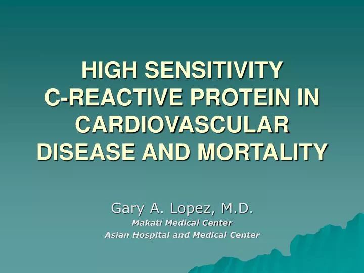 high sensitivity c reactive protein in cardiovascular disease and mortality