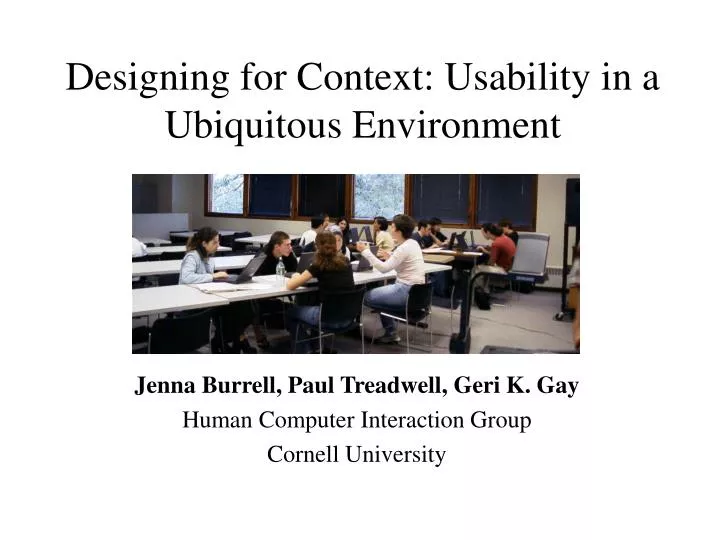 designing for context usability in a ubiquitous environment