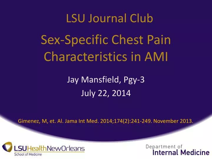 sex specific chest pain characteristics in ami
