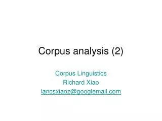 Corpus analysis (2)