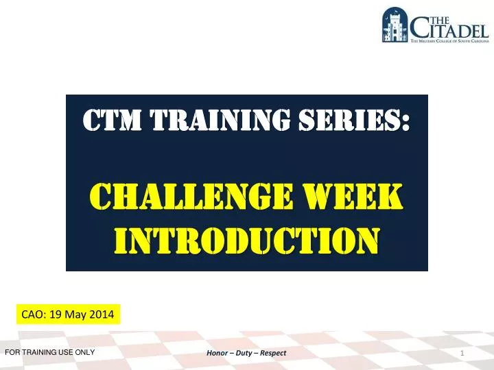 ctm training series challenge week introduction