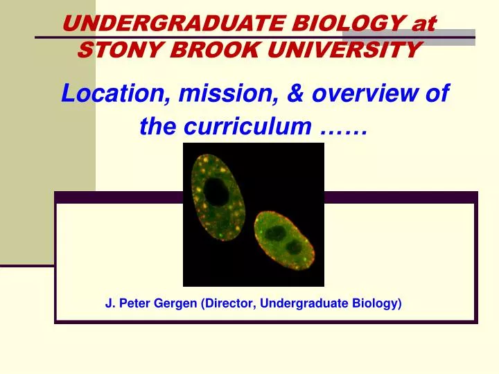 location mission overview of the curriculum j peter gergen director undergraduate biology