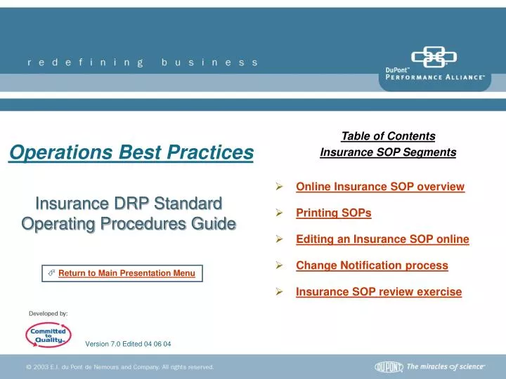insurance drp standard operating procedures guide