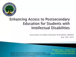 Enhancing Access to Postsecondary Education for Students with Intellectual Disabilities