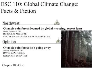 ESC 110: Global Climate Change: Facts &amp; Fiction