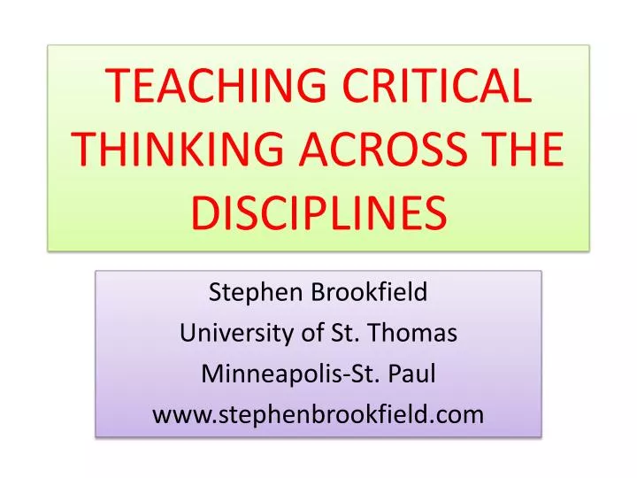 teaching critical thinking across the disciplines